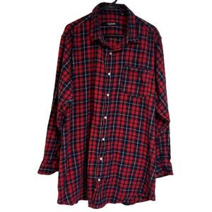 BIGDUDE - Men's Shirt - Size 2XLT - Red Plaid Print - 100% Cotton Thick - Warm